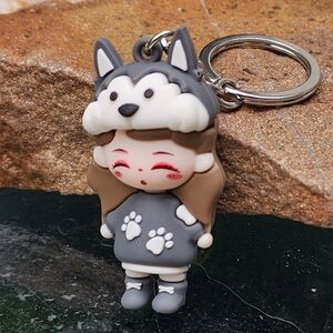 Gift For Friend Designer Silver Key Chain Dog Suit Quadrober Baby